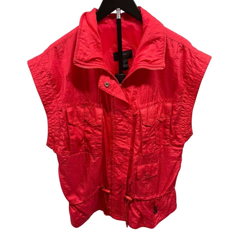 Vintage 80'S Lavon Sport Women's Medium Neon Pink Retro Nylon Ski Vest Jacket